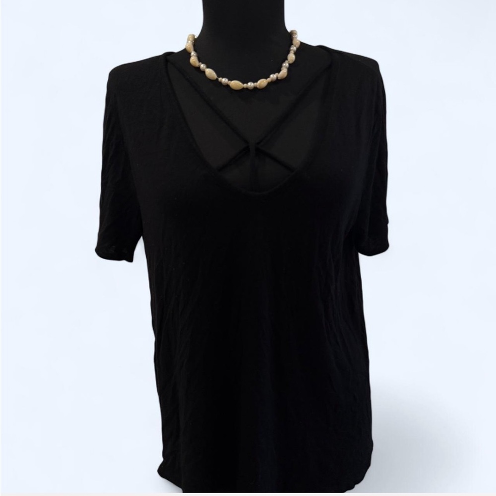 Charlotte Russe Black Crisscross V-Neck Top